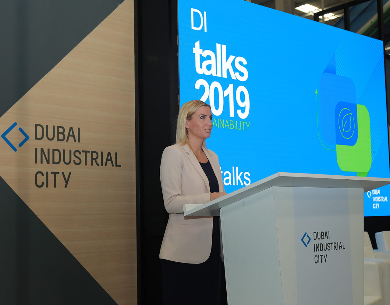 One of the speakers at the DI Talks 2019 event in Dubai Industrial City